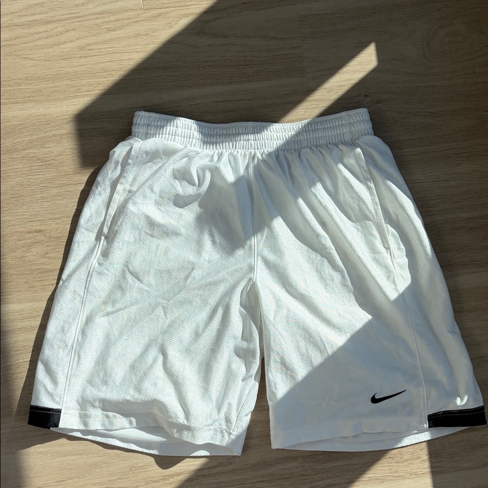 Nike Men's White and Black Athletic Shorts